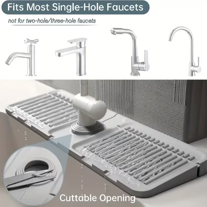 Silicone Sink Tray Splash Guard Pad - Quick-Drain Design for Kitchen & Bathroom