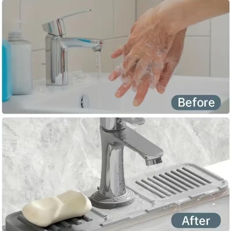 Silicone Sink Tray Splash Guard Pad - Quick-Drain Design for Kitchen & Bathroom